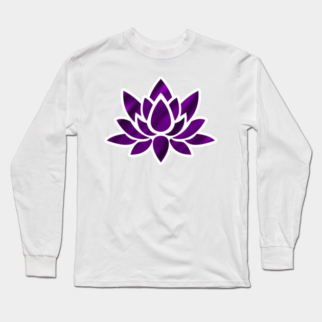 Purple Marble Lotus Flower Long Sleeve T-Shirt by Spoopy Clothing